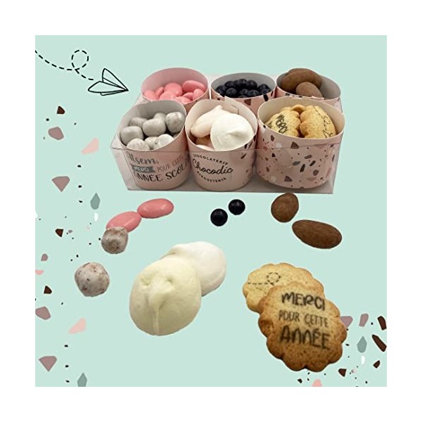 CHOCOLAT MAITRE - COFFRET 6 TIMBALES BAMBOU 355G - FIN DANNEE SCOLAIRE Version Merci Maitresse