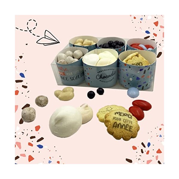 CHOCOLAT MAITRE - COFFRET 6 TIMBALES BAMBOU 355G - FIN DANNEE SCOLAIRE Version Merci Maitresse