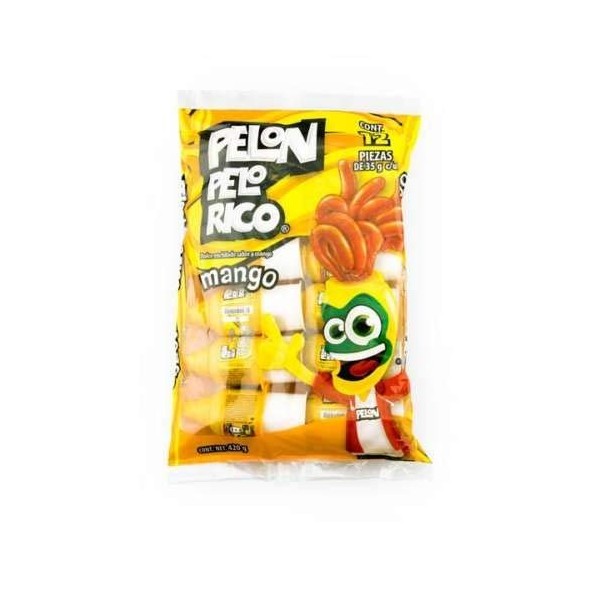 Pelon Pelo rico Mango - Snack bonbon mexicain gluant au tamarin au gout Mangue - Sachet de 12