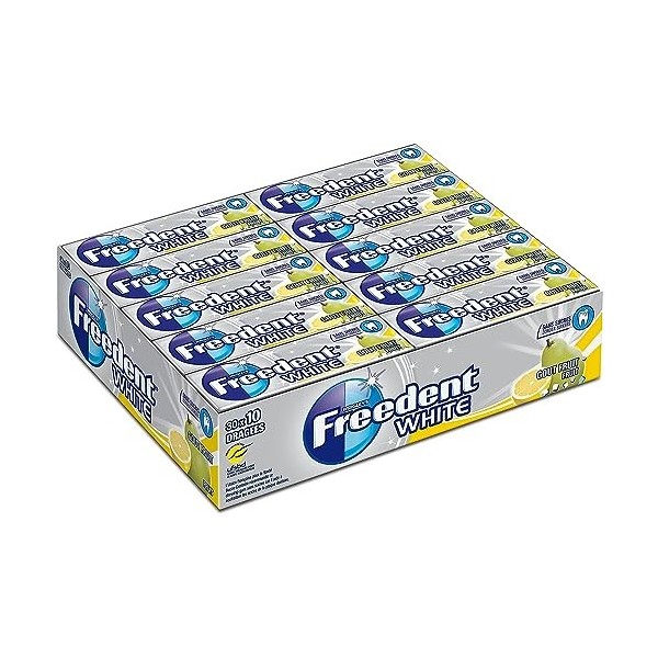 FREEDENT WHITE - Chewing-gum au goût Fruit sans sucres - Grand format contenant 30 paquets de 10 dragées - 420g