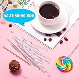 Ecverbyh 200 Pièces 4 Pouces Acrylique Bâtons de Sucette Tiges Acryliques Réutilisables Claires pour Faire des Sucettes Gâtea