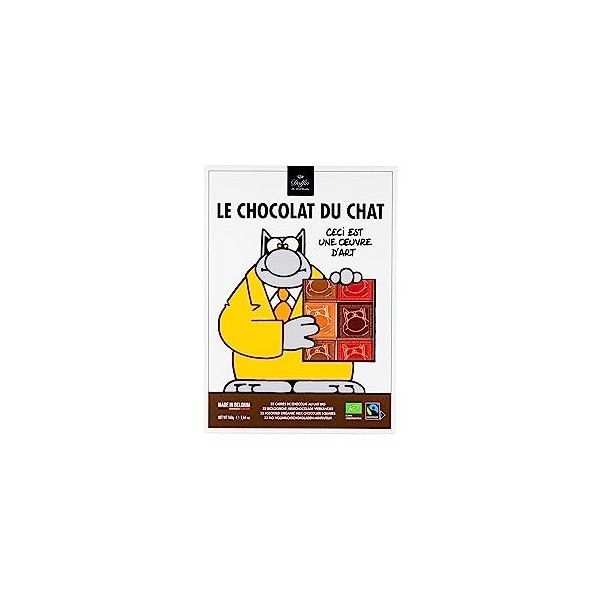 Dolfin Assortiment 32 Chocolat au Lait Le Chat - Napolitains de Chocolat Belge, Emballage Forme BD - Cacao 37%, Caramel, Spéc