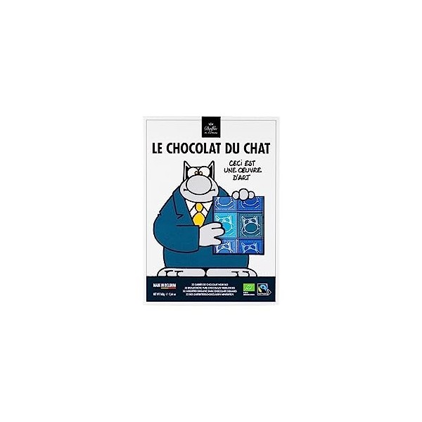 Dolfin Assortiment 32 Chocolat Noir Le Chat - Napolitains de Chocolat Belge, Emballage Forme BD - Cacao 37%, Caramel, Spéculo