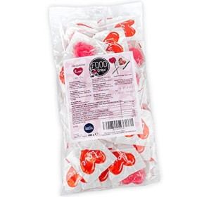 FOOD crew Sucette Coeur avec inscription Love - 40 Sucette en Coeur dans un grand emballage - Bonbon Mariage Décoration de Ta