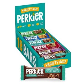Perkier Bars, Variety 18 Pack - Healthy, Vegan, Low Calorie, Gluten Free Snack Bars