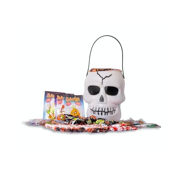 Crâne dHalloween farci de Bonbons Assortis | Bonbon Halloween | Crâne + 400 grammes de Bonbons et friandises pour Halloween 