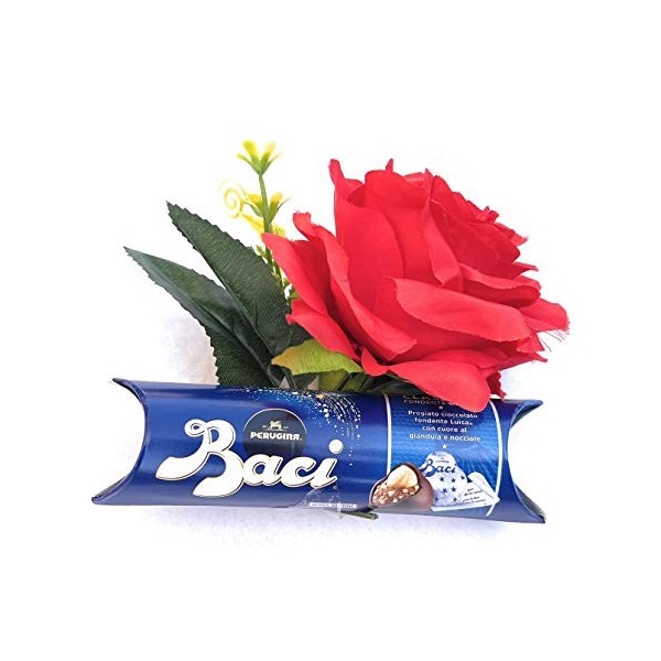Baci Perugina Idées cadeaux Noël 2023 - Perugina Classici 37,5 g + Rose rouge artificielle