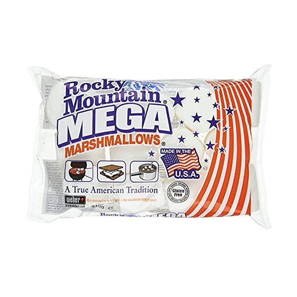 Rocky Mountain Marshmallows MEGA 340 g paquet de 2, bonbons américains traditionnels à rôtir sur le feu de camp, à griller ou