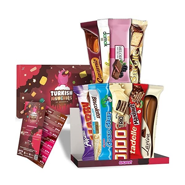 Boîte à Bonbons avec 10 Barres de Chocolat | Bonbons américains et japonais similaires American Candy Box | Boîte de chocolat