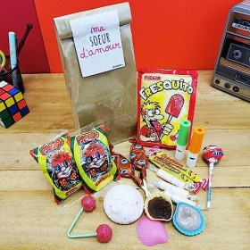 NostalGift.com - Sachet Bonbon des années 70 "Ma sœur damour" - Cadeau Sœur