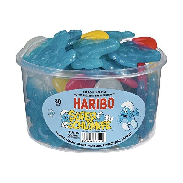 Haribo Super Schtroumpf, 30 pièces, 1500g Barquette hermétique