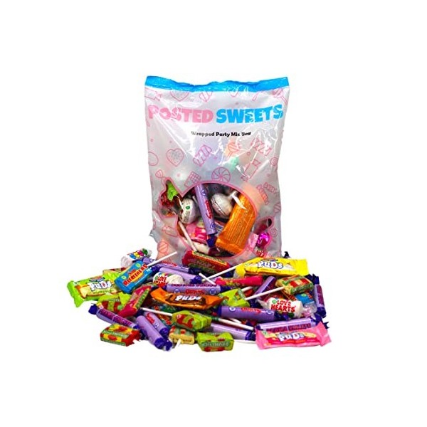 Posted Sweets Lot de 500 g de bonbons Pick & Mix Grand sac classique rétro doux et mâcher Sac cadeau Parfait pour les soirées