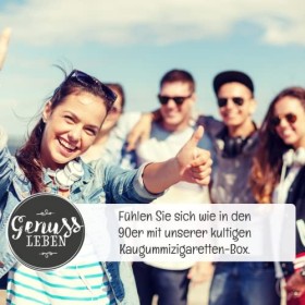 Genussleben Boîte de cigarettes à chewing-gum différentes variétés env. 600 g, bâtonnets de gomme à bulles avec effet fumé, c