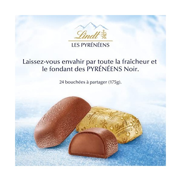 Lindt & Sprüngli LES PYRÉNÉENS de Lindt - Ballotin de Chocolats Noirs Ultra-Fondants - Onctueux, Doux et Frais - Boîte de 175
