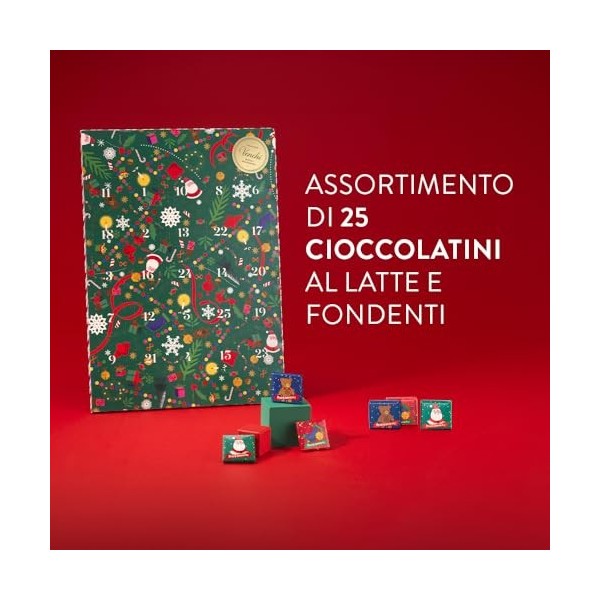 Venchi - Collection de Noël - Calendrier de lAvent, 181 g - 25 Chocolats Napolitain Assortis- - Idée cadeau - Sans Gluten