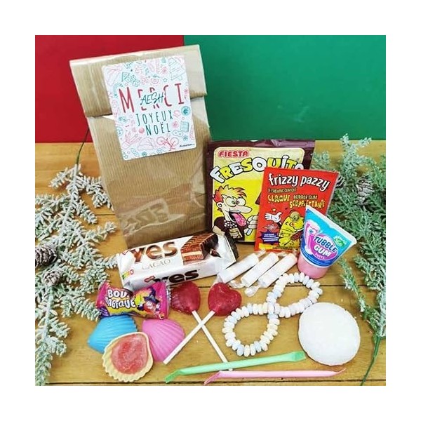 NostalGift.com - Sachet Bonbons des années 80 : "Merci AESH - Joyeux Noël" - Collection Noël 