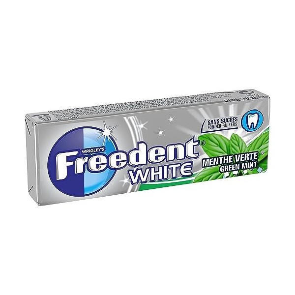 FREEDENT WHITE - Chewing-gum Menthe Verte sans sucres - Grand format contenant 30 paquets de 10 dragées - 420g