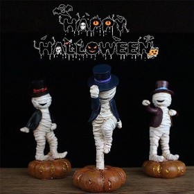 Pacienjo 3 figurines Momie dHalloween dansant au thriller | Sculpture momie dansante en résine - Accessoires décoration fant