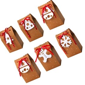 6 Pièces Boîtes Sac Cadeau Grand Format Sacs Boutique De Noël Sacs Cadeaux Avec Ruban Étiquette De Nom De Noël Sacs De Friand