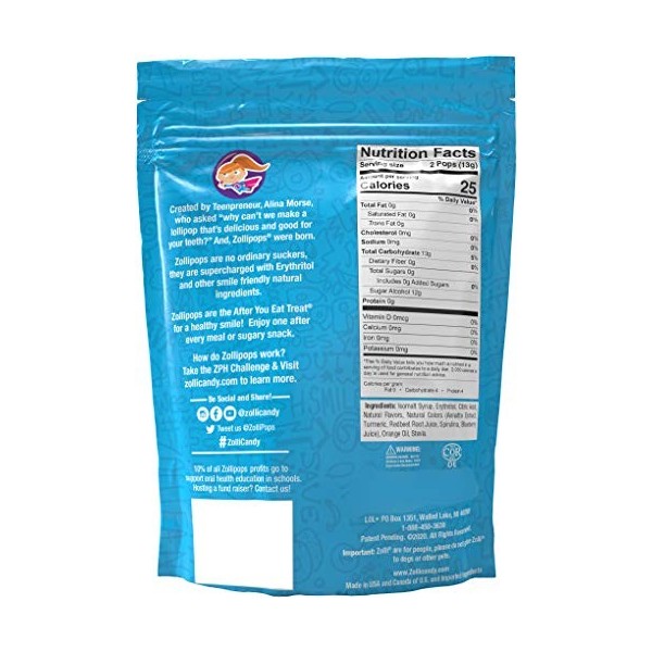 Zollipops Clean Teeth Pops, Anti Cavity Lollipops, Variety Pack, 25 Count by Zollipops