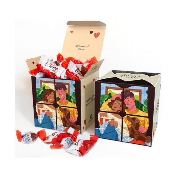 Boîte de chocolats pour les couples Sweet Love I Coffret cadeau original pour anniversaires, Noël, amoureux I Boîtes très rés