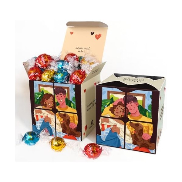 Boîte de chocolats pour les couples Sweet Love I Coffret cadeau original pour anniversaires, Noël, amoureux I Boîtes très rés