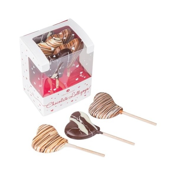 Sucettes en chocolat en forme de coeurt | 5 Sucettes en chocolat | Sans alcool | Enfant | Fille | Garçon | Amour | Figurines 