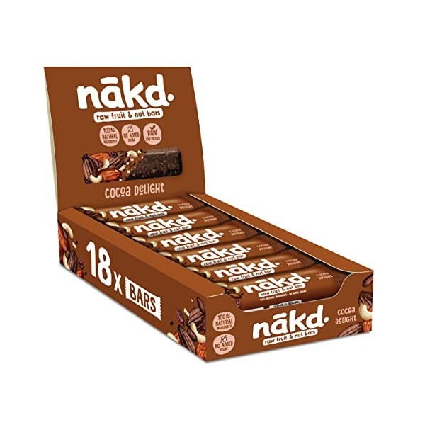 Nakd Raw Fruit and Nut Bars Pack of 18 Cocoa Delight 