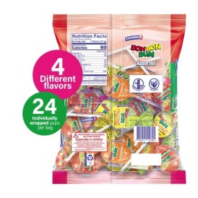 Sucettes Bon Bon Bum rondes au coeur de chewing gum assortiment Colombina / Colombie 24 sucettes