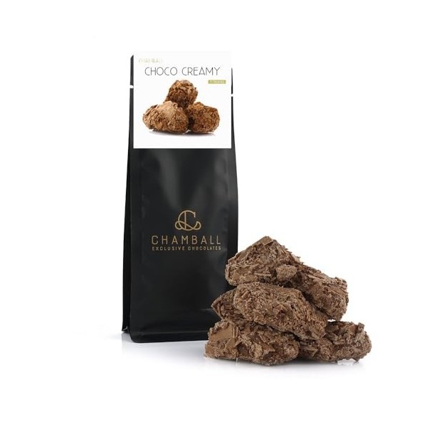 CHAMBALL 7 Truffes Enrobées de Flocons de Chocolat au Lait Idéales à Déguster et à Offrir - Coffret de Chocolats Belges Artis