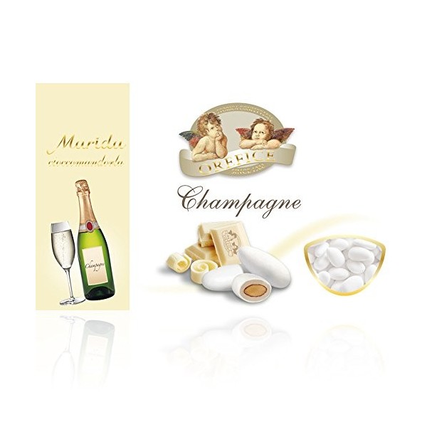 Dragées aromatisées au Champagne aux Amande Recouvert de Chocolat Blanc 500g 90 Unités 