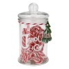 Lot de 35 cannes à sucre comestibles - Saveur de fraise - Bocal à bonbons rempli avec couvercle - Verre décoratif hermétique 