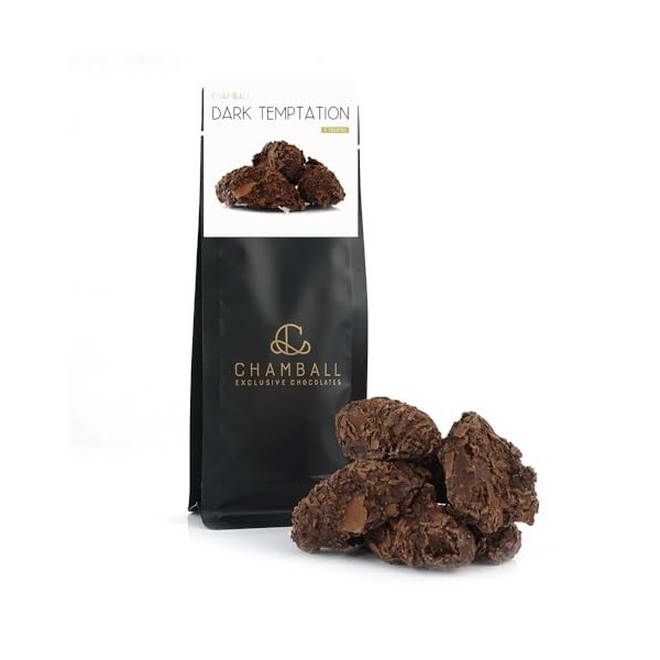 CHAMBALL 7 Truffes Enrobées de Flocons de Chocolat Noir Idéales à Déguster et à Offrir - Coffret de Chocolats Belges Artisana