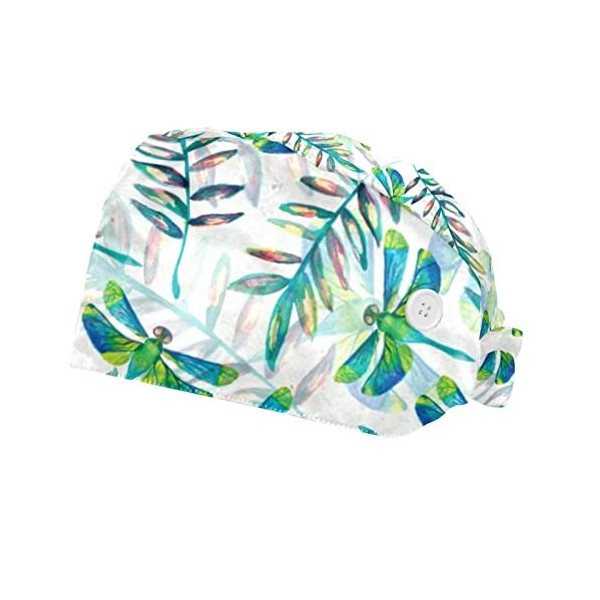 RIEODKFMHD Lot de 2 casquettes de travail avec boutons réglables pour homme et femme avec bandeau absorbant, lavable, taille 