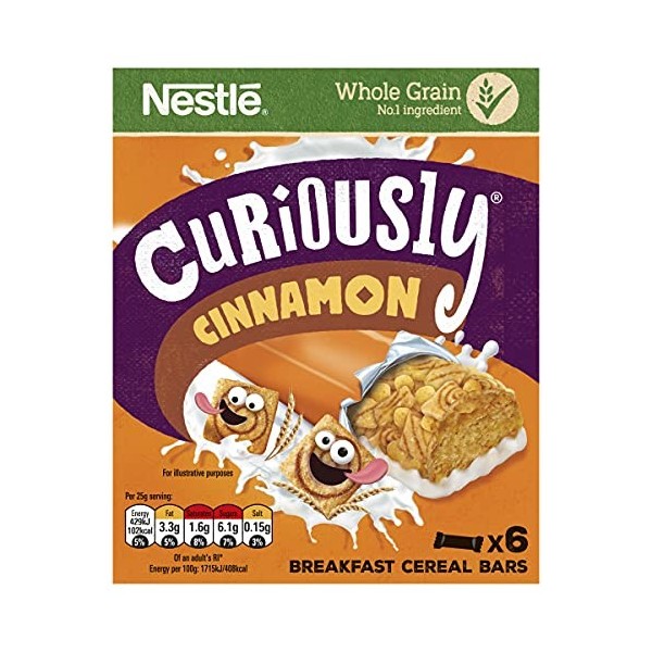 Nestlé Curiously Cinnamon Breakfast Lot de 6 barres de céréales 25 g 150 g 