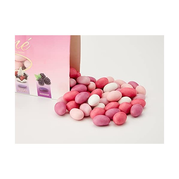 Buratti Confetti Dragées aux Amandes grillées Recouvertes de Chocolat Blanc aux goûts Variés Tendresses Fumées Roses 1 Kg