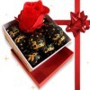 Baci Perugina Ideas Cadeau de Noël – Coffret à thème de Noël + 130 g de Baci Perugina Dark + Rose décorative carré de Noël 