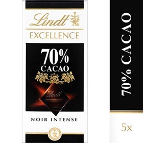 Lindt Excellence Noir 70 % de Cacao - 100 g, Lot de 5