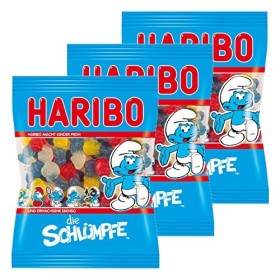Haribo Schtroumpfs, Lot de 3, Caoutchouc&nbsp;-&nbsp;Babyours&nbsp;-&nbsp;Vin en Caoutchouc, Fruit en Caoutchouc, Vegeta RISCH en Sachet, Pochett