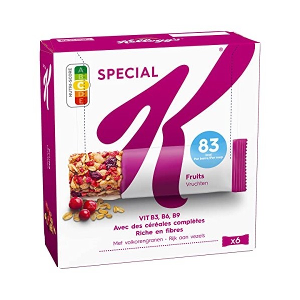 Barres céréales Special K Kelloggs Fruits Rouges - 6x21,5g