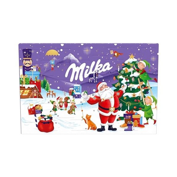 Milka – Calendrier de l’Avent – Assortiment Festif de Chocolats – Idée Cadeau Noël – Chocolat à Offrir – 1 x 200 g