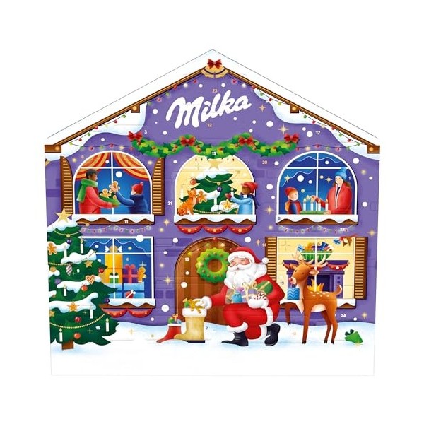 Milka – Calendrier de l’Avent – Assortiment Festif de Chocolats – Idée Cadeau Noël – Chocolat à Offrir – 1 x 200 g