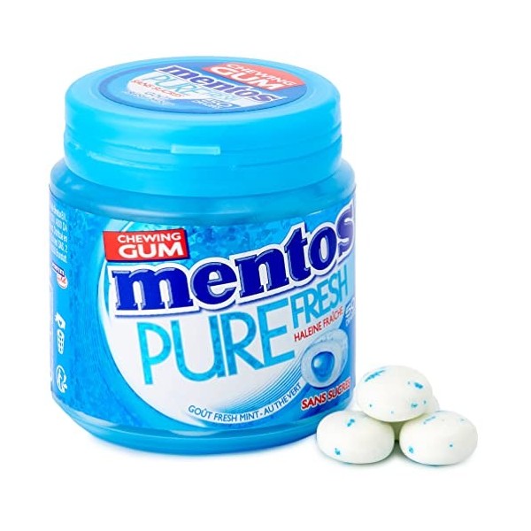 Mentos - Chewing-Gum Mentos Pure Fresh Parfum Fresh Mint - Chewing-Gum Sans Sucres - Au Thé Vert - Dure Longtemps - Haleine F