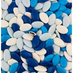 Dragées chocolat variation de bleu turquoise bleu marine blanc 1kg - Fabrication artisanale en Fance