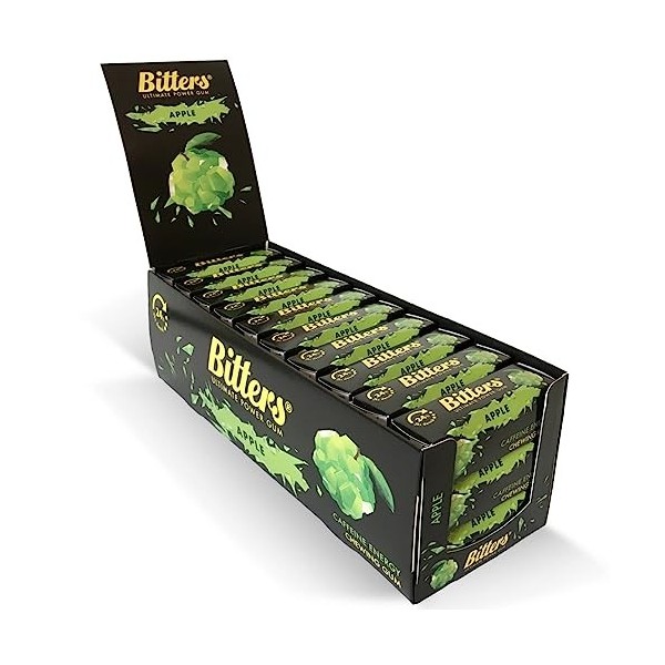 Bitters Chewing-gum Energisant à la Caféine et Taurine | Energy Chewing Gum with Caffeine and Taurine | 30 Paquet, 30 x 13,5 