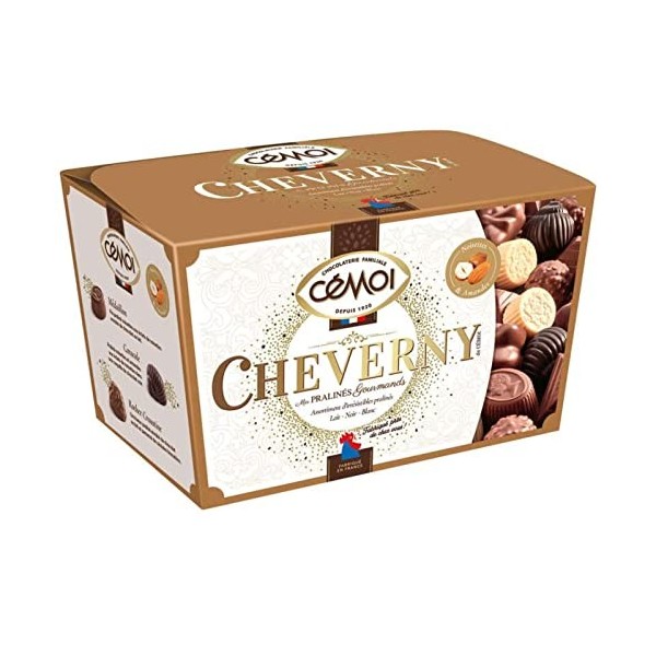 Cémoi cheverny pralinés gourmands assortiment lait, noir et blanc 239g