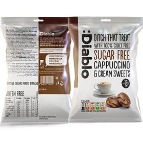 Diablo Lot de 5 cartons pour bonbons diabétiques sans sucre avec chocolat sucré Rétro 75 g pour lui/elle, anniversaire, fête 