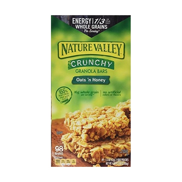 Natures Valley Crunchy Granola Bars, Oats/Honey, 98 Count Net WT 4lb 9.01oz 