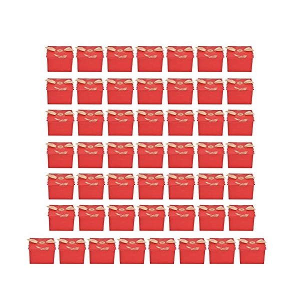 Boîte en Carton Carrée de Boîte de Sucrerie de Mariage de 50Pcs avec la Boîte en Carton Innovatrice de Ruban dor pour lanni