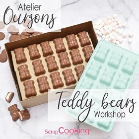 SCRAP COOKING - Coffret Atelier Oursons Guimauve - Kit Pâtisserie avec Moule Silicone, Guimauves, Chocolat Couverture au Lait